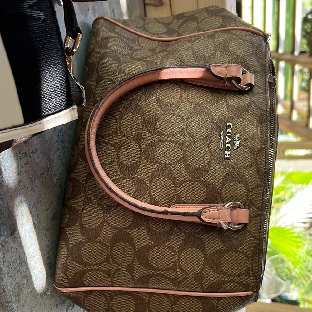 Coach Signature Brown and Pink Satchel
